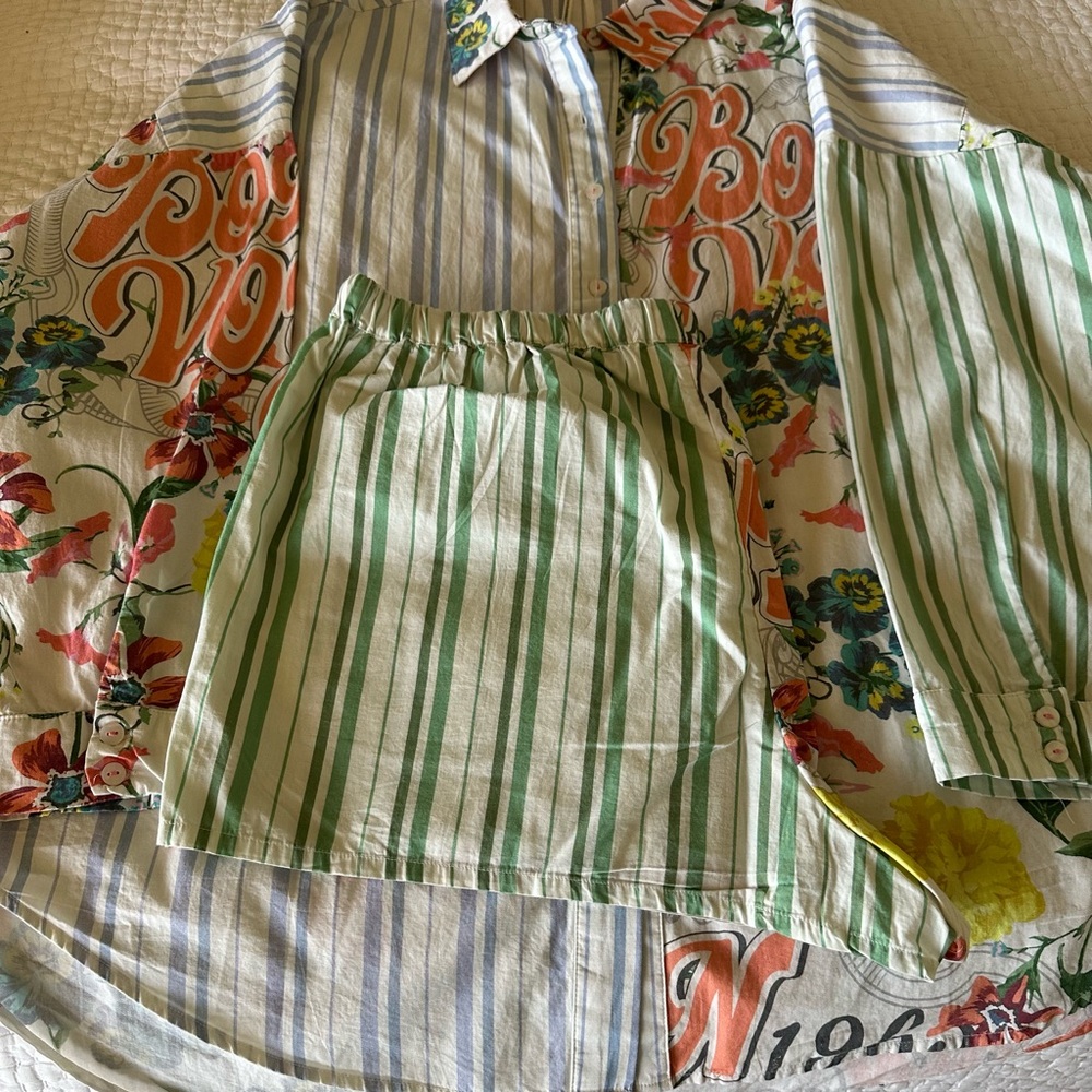 Oversized Shirt & shorts set by Anthropologie. Size L NWOT - Picture 6 of 12